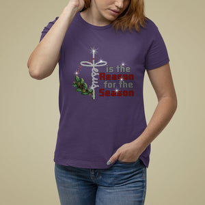 Jesus Is The Reason For The Season Bling Christmas T Shirt For Women TS09 Purple Printyourwear