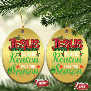 Christian Christmas Ornament Jesus Is The Reason For The Season TS09 Oval Gold Print Your Wear