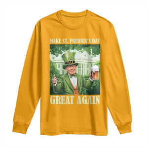 Funny Trump Make St. Patrick's Great Again Long Sleeve Shirt Shamrock Daddy's Home TS09 Gold Print Your Wear