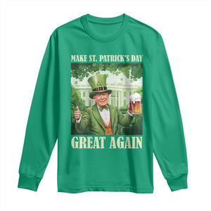 Funny Trump Make St. Patrick's Great Again Long Sleeve Shirt Shamrock Daddy's Home TS09 Irish Green Print Your Wear