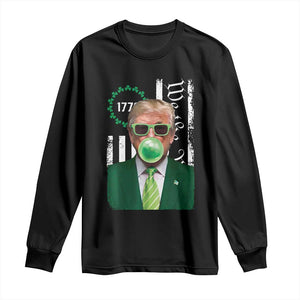 Funny Trump St. Patrick's Day Long Sleeve Shirt Trump Green Bubble Gum Anerica Flag TS09 Black Print Your Wear