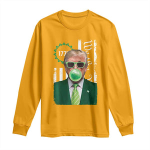 Funny Trump St. Patrick's Day Long Sleeve Shirt Trump Green Bubble Gum Anerica Flag TS09 Gold Print Your Wear