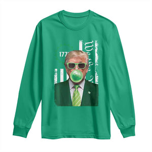 Funny Trump St. Patrick's Day Long Sleeve Shirt Trump Green Bubble Gum Anerica Flag TS09 Irish Green Print Your Wear