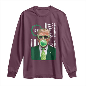 Funny Trump St. Patrick's Day Long Sleeve Shirt Trump Green Bubble Gum Anerica Flag TS09 Maroon Print Your Wear