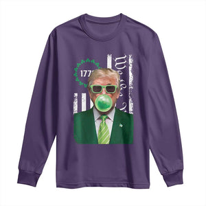 Funny Trump St. Patrick's Day Long Sleeve Shirt Trump Green Bubble Gum Anerica Flag TS09 Purple Print Your Wear