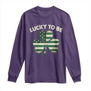 St. Patrick's Day Patriotic America Pride Long Sleeve Shirt Lucky To Be American TS09 Purple Print Your Wear