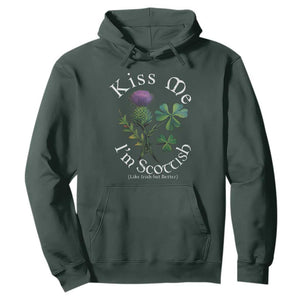 Funny St. Patrick's Day Hoodie Kiss Me I'm Scottish TS09 Dark Forest Green Print Your Wear