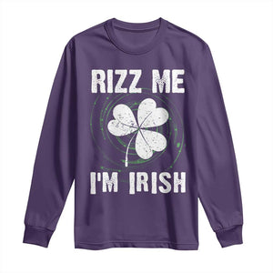 Funny St. Patrick's Day Long Sleeve Shirt Rizz Me I'm Irish TS09 Purple Print Your Wear