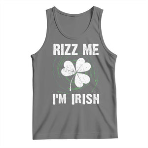 Funny St. Patrick's Day Tank Top Rizz Me I'm Irish TS09 Black Heather Print Your Wear