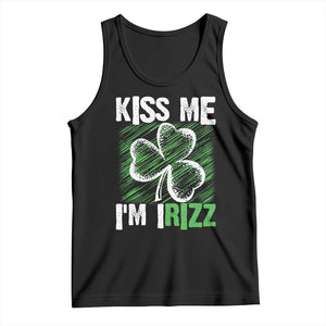 Funny St. Patrick's Day Tank Top Kiss Me I'm iRizz Shamrock TS09 Black Print Your Wear