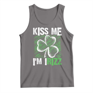 Funny St. Patrick's Day Tank Top Kiss Me I'm iRizz Shamrock TS09 Deep Heather Print Your Wear