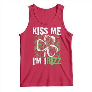Funny St. Patrick's Day Tank Top Kiss Me I'm iRizz Shamrock TS09 Red Print Your Wear