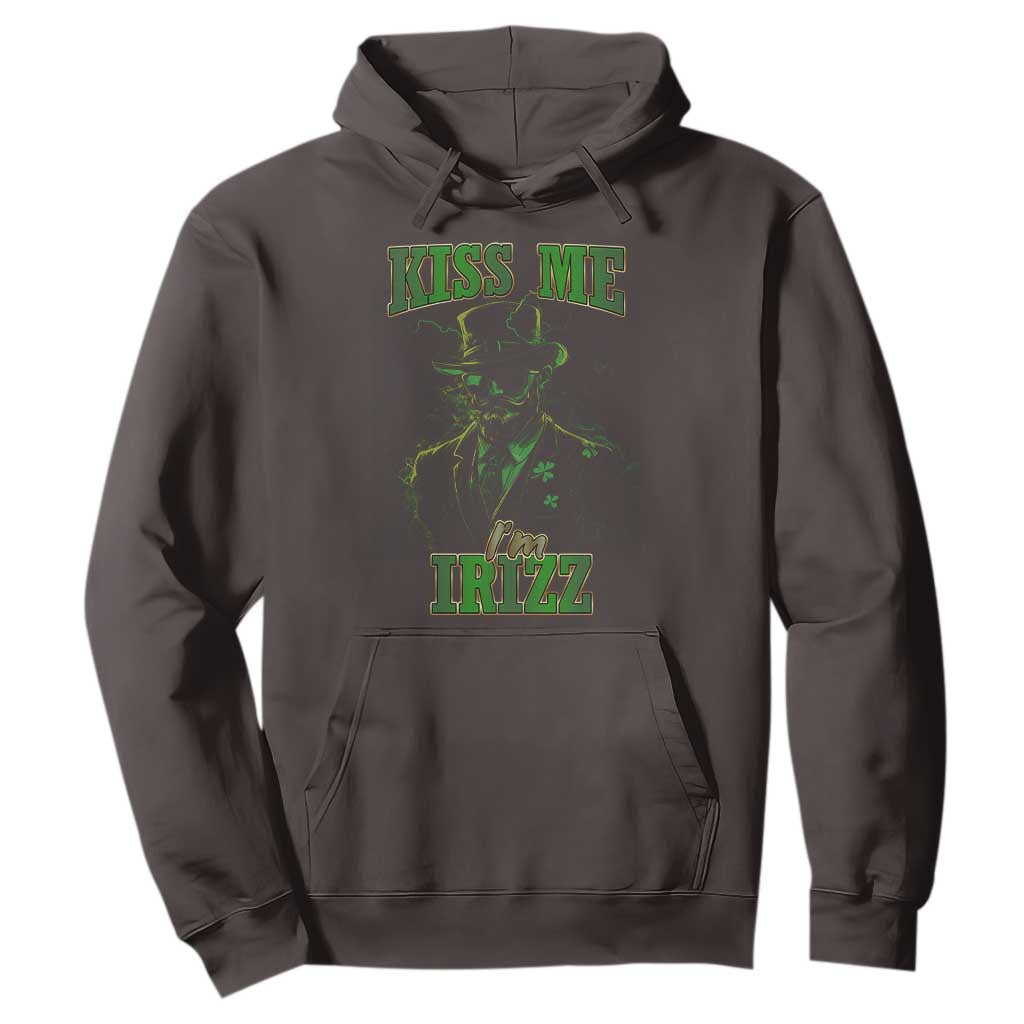 Funny St. Patrick's Day Hoodie Kiss Me I'm iRizz Cool Leprechaun TS09 Dark Chocolate Print Your Wear