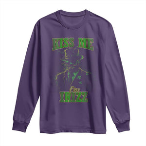 Funny St. Patrick's Day Long Sleeve Shirt Kiss Me I'm iRizz Cool Leprechaun TS09 Purple Print Your Wear