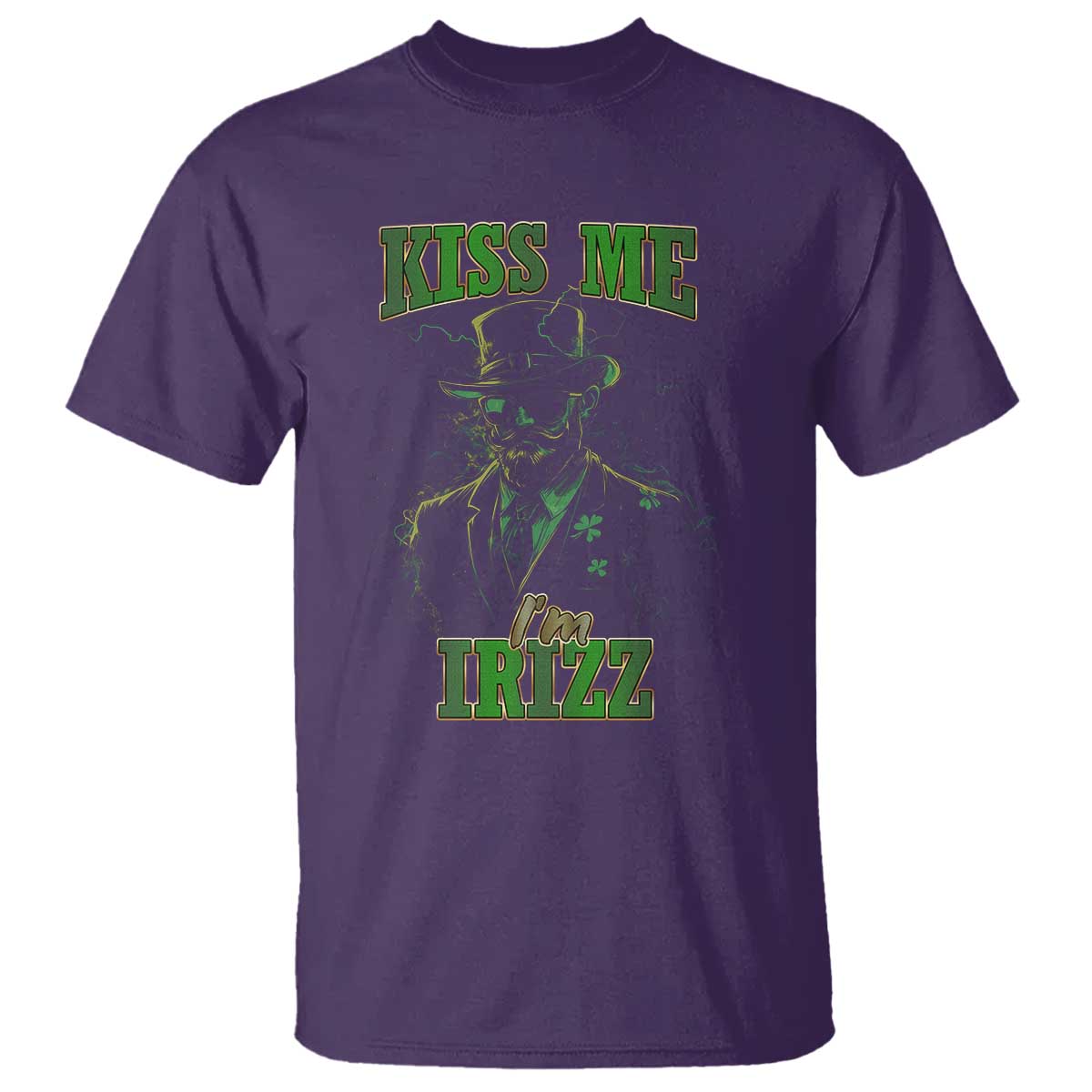 Funny St. Patrick's Day T Shirt Kiss Me I'm iRizz Cool Leprechaun TS09 Purple Print Your Wear
