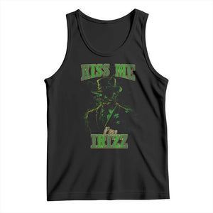 Funny St. Patrick's Day Tank Top Kiss Me I'm iRizz Cool Leprechaun TS09 Black Print Your Wear