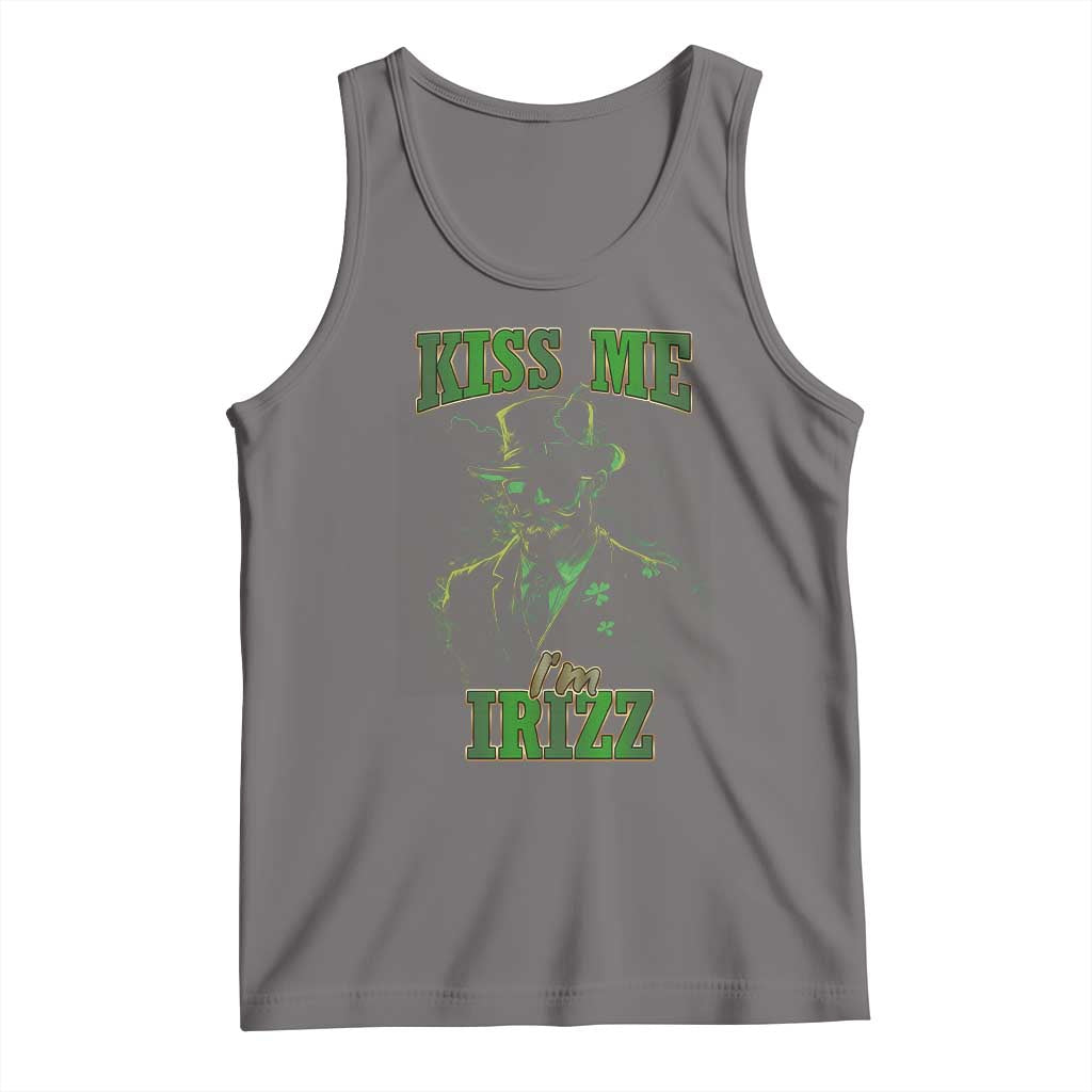 Funny St. Patrick's Day Tank Top Kiss Me I'm iRizz Cool Leprechaun TS09 Deep Heather Print Your Wear
