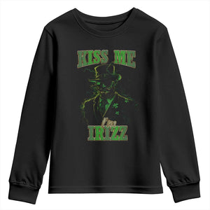 Funny St. Patrick's Day Youth Sweatshirt Kiss Me I'm iRizz Cool Leprechaun TS09 Black Print Your Wear