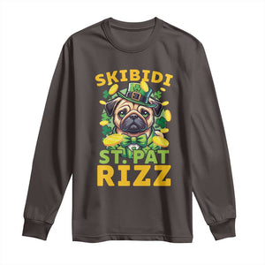 Funny St. Patrick's Day Long Sleeve Shirt Skibidi St. Patrizz Cute Dog Leprechaun TS09 Dark Chocolate Print Your Wear