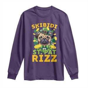 Funny St. Patrick's Day Long Sleeve Shirt Skibidi St. Patrizz Cute Dog Leprechaun TS09 Purple Print Your Wear