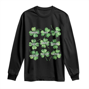 Funny St. Patrick's Day Long Sleeve Shirt Shamrock Lit Rizz Sigma Skibidi Rizzler No Cap Alpha TS09 Black Print Your Wear