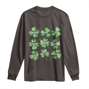 Funny St. Patrick's Day Long Sleeve Shirt Shamrock Lit Rizz Sigma Skibidi Rizzler No Cap Alpha TS09 Dark Chocolate Print Your Wear