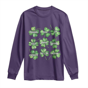 Funny St. Patrick's Day Long Sleeve Shirt Shamrock Lit Rizz Sigma Skibidi Rizzler No Cap Alpha TS09 Purple Print Your Wear