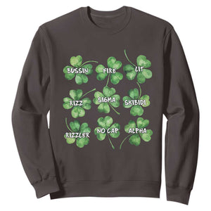 Funny St. Patrick's Day Sweatshirt Shamrock Lit Rizz Sigma Skibidi Rizzler No Cap Alpha TS09 Dark Chocolate Print Your Wear