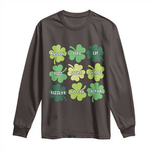 Funny St. Patrick's Day Long Sleeve Shirt Lit Rizz Sigma Skibidi Rizzler No Cap Alpha TS09 Dark Chocolate Print Your Wear