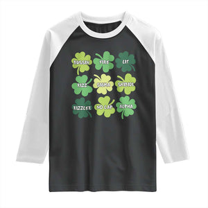 Funny St. Patrick's Day Raglan Shirt Lit Rizz Sigma Skibidi Rizzler No Cap Alpha TS09 Black White Print Your Wear