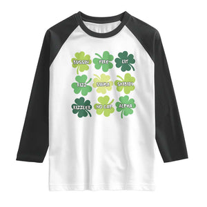 Funny St. Patrick's Day Raglan Shirt Lit Rizz Sigma Skibidi Rizzler No Cap Alpha TS09 White Black Print Your Wear
