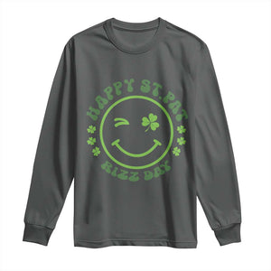 Funny St. Patrick's Day Long Sleeve Shirt Happy St Pat Rizz Day Lucky Shamrock Face TS09 Dark Heather Print Your Wear