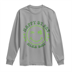 Funny St. Patrick's Day Long Sleeve Shirt Happy St Pat Rizz Day Lucky Shamrock Face TS09 Sport Gray Print Your Wear