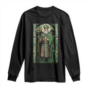 St. Patrick's Day Long Sleeve Shirt Saint Patrick Art Aesthetic Stained Glass TS09 Black Print Your Wear