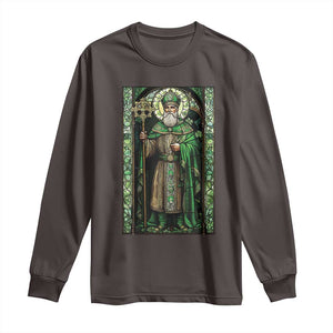 St. Patrick's Day Long Sleeve Shirt Saint Patrick Art Aesthetic Stained Glass TS09 Dark Chocolate Print Your Wear