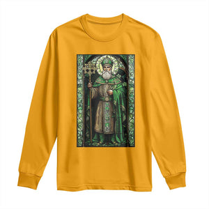 St. Patrick's Day Long Sleeve Shirt Saint Patrick Art Aesthetic Stained Glass TS09 Gold Print Your Wear