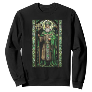 St. Patrick's Day Sweatshirt Saint Patrick Art Aesthetic Stained Glass TS09 Black Print Your Wear