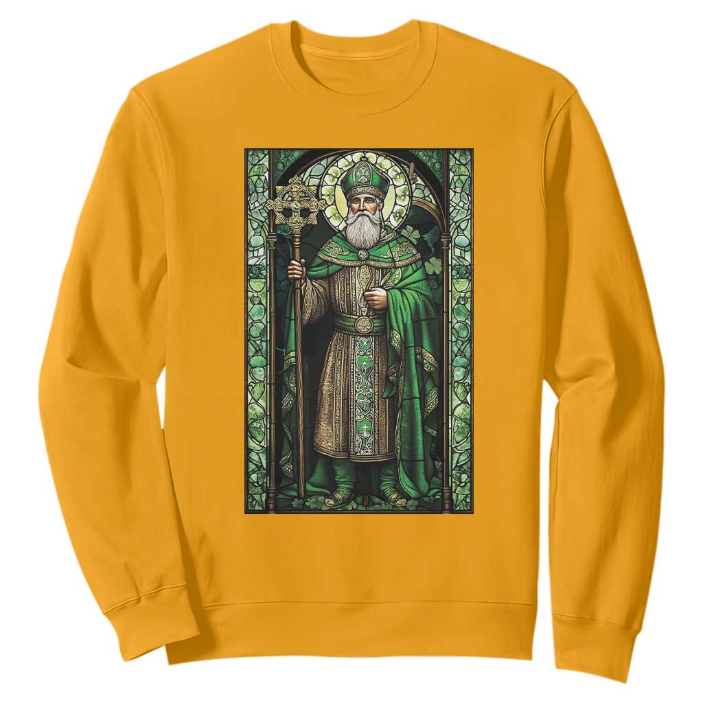 St. Patrick's Day Sweatshirt Saint Patrick Art Aesthetic Stained Glass TS09 Gold Print Your Wear