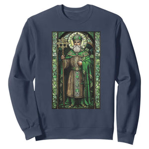 St. Patrick's Day Sweatshirt Saint Patrick Art Aesthetic Stained Glass TS09 Navy Print Your Wear