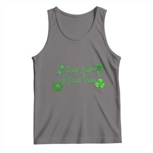 St. Patrick's Day Tank Top Good Luck And Good Vibes Shamrock Coquette Bow TS09 Deep Heather Print Your Wear