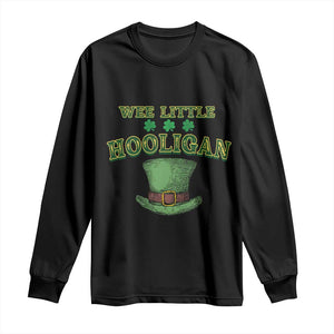 Funny St. Patrick's Day Long Sleeve Shirt Wee Little Hooligan Shamrock Leprechaun Hat TS09 Black Print Your Wear