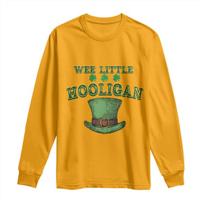 Funny St. Patrick's Day Long Sleeve Shirt Wee Little Hooligan Shamrock Leprechaun Hat TS09 Gold Print Your Wear