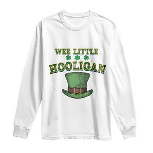 Funny St. Patrick's Day Long Sleeve Shirt Wee Little Hooligan Shamrock Leprechaun Hat TS09 White Print Your Wear