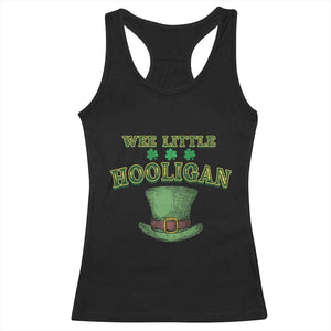 Funny St. Patrick's Day Racerback Tank Top Wee Little Hooligan Shamrock Leprechaun Hat TS09 Black Print Your Wear