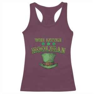 Funny St. Patrick's Day Racerback Tank Top Wee Little Hooligan Shamrock Leprechaun Hat TS09 Maroon Print Your Wear