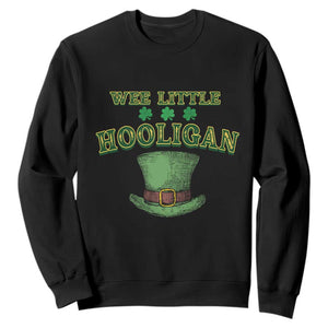 Funny St. Patrick's Day Sweatshirt Wee Little Hooligan Shamrock Leprechaun Hat TS09 Black Print Your Wear