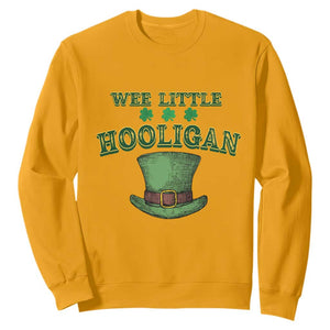 Funny St. Patrick's Day Sweatshirt Wee Little Hooligan Shamrock Leprechaun Hat TS09 Gold Print Your Wear