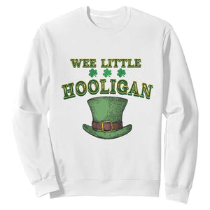 Funny St. Patrick's Day Sweatshirt Wee Little Hooligan Shamrock Leprechaun Hat TS09 White Print Your Wear