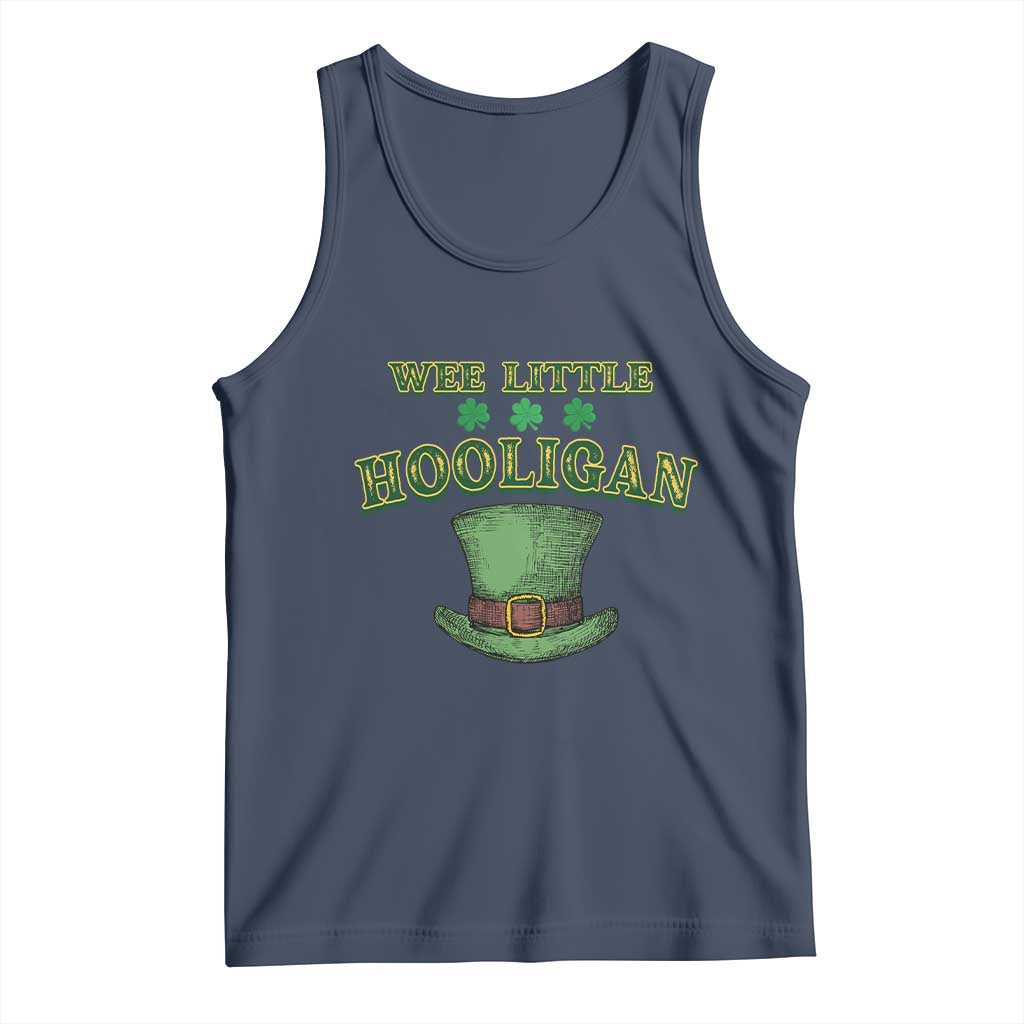 Funny St. Patrick's Day Tank Top Wee Little Hooligan Shamrock Leprechaun Hat TS09 Navy Print Your Wear