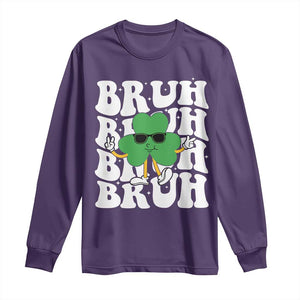 Funny St. Patrick's Day Bruh Long Sleeve Shirt TS09 Purple Print Your Wear